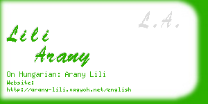 lili arany business card